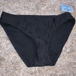 Shade & Shore Black Eyelet Bikini Bottoms size Small NWT